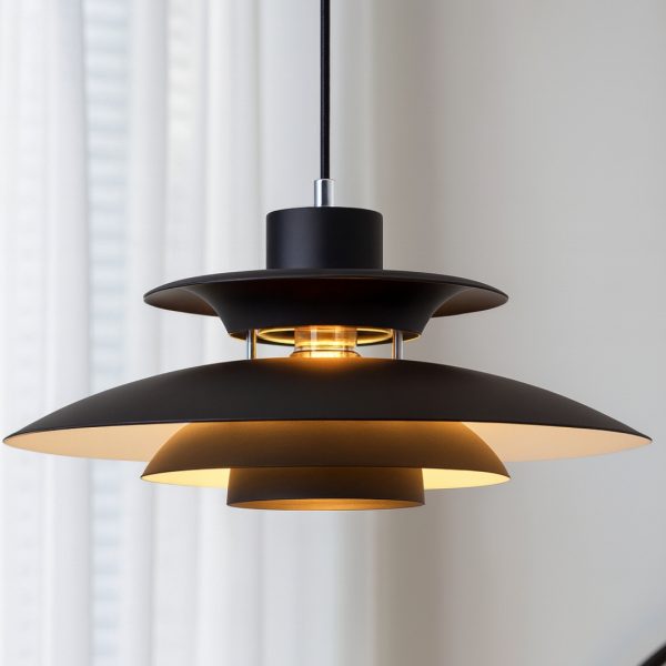 Modern Black Tiered Pendant Chandelier