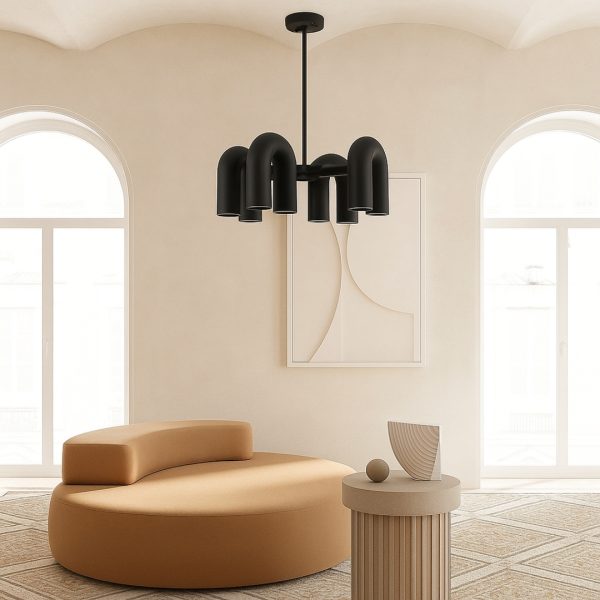 Contemporary Black U-Tube Chandelier