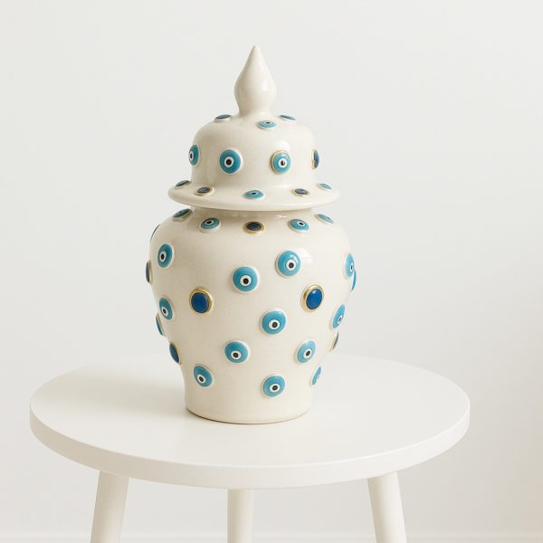 White Evil Eye Ceramic Vase
