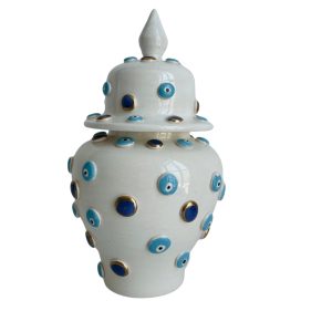 White Evil Eye Ceramic Vase