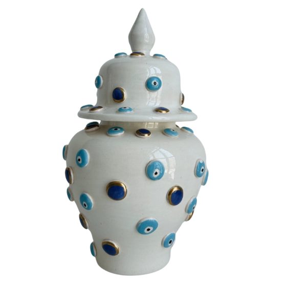 White Evil Eye Ceramic Vase