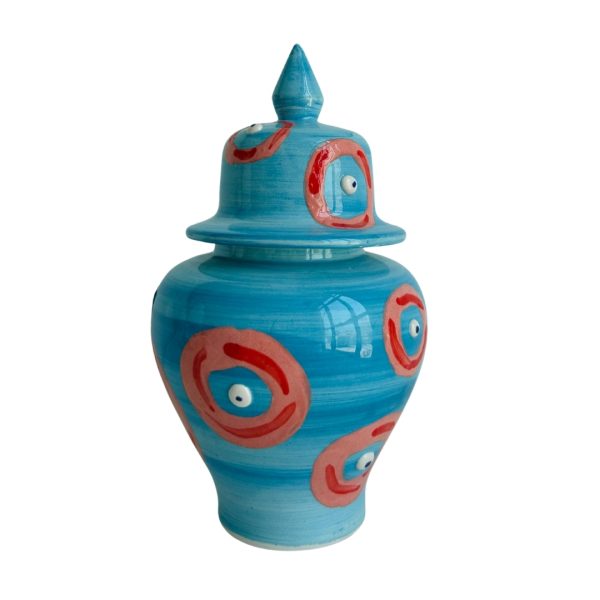 Abstract Blue & Red Ceramic Vase