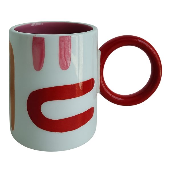 Abstract Red & White Ceramic Mug