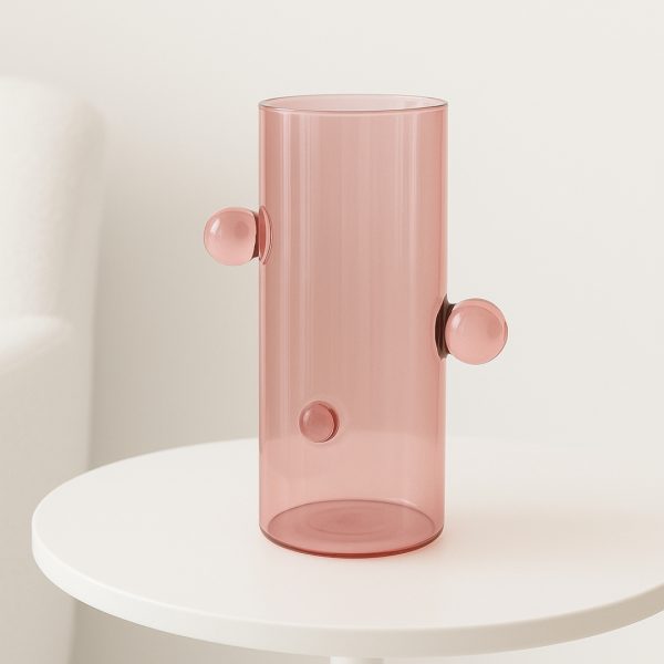 Pink Bubble Handle Glass