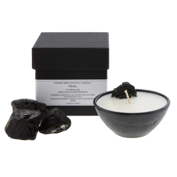 Heal - Black Tourmaline Crystal Infused Scented Mini Candle