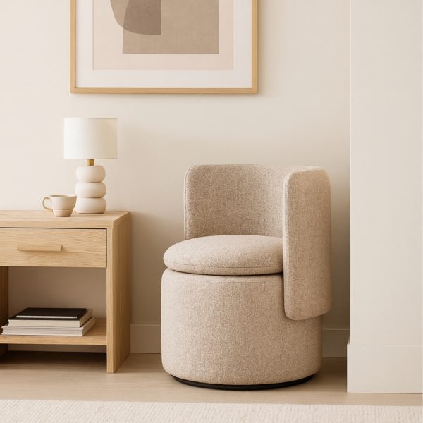 Taupe Swivel Barrel Chair