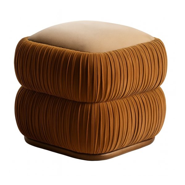 Pleated Velvet Ottoman