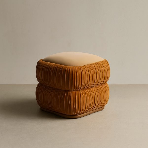 Pleated Velvet Ottoman