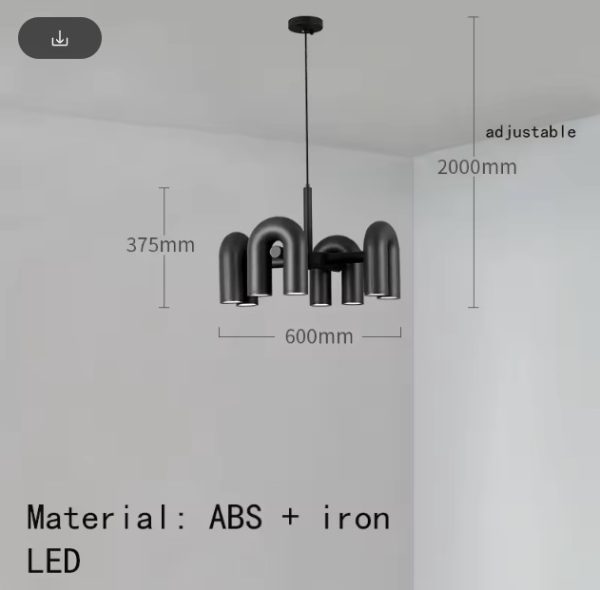 Contemporary Black U-Tube Chandelier